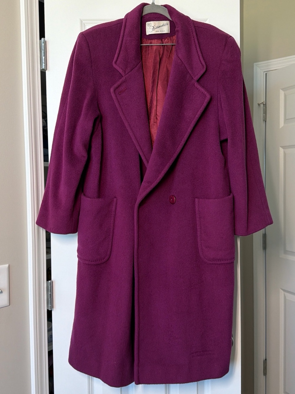 Elegant Plum Wool Long Trench Coat